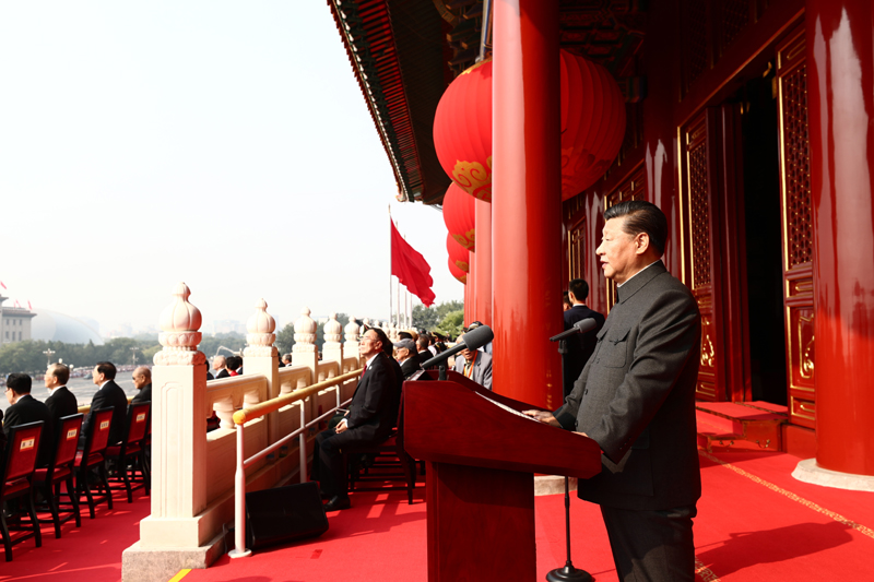 10月1日上午，慶祝中華人民共和國成立70周年大會在北京天安門廣場隆重舉行。中共中央總書記、國家主席、中央軍委主席習近平發(fā)表重要講話。